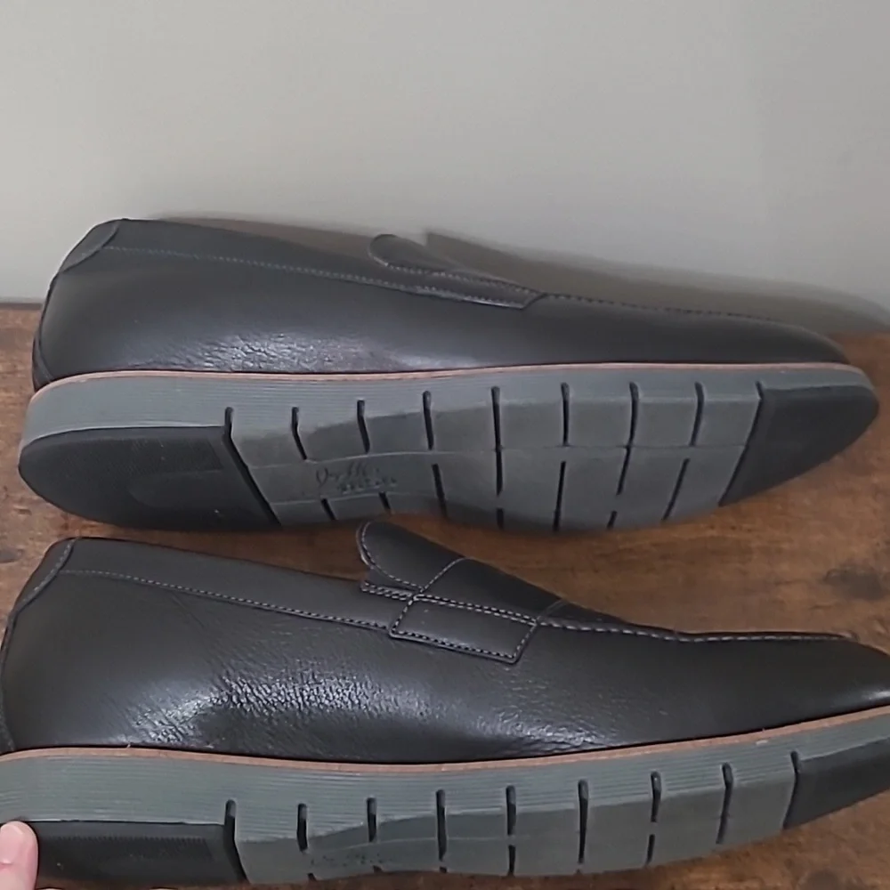 Johnston & Murphy Black Sheepskin Leather Slip-On Penny Loafers size 11.5